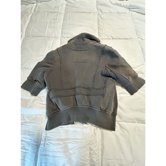 FREE PEOPLE Distressed Cropped Bomber Sweatshirt Jacket Short Sleeves Size XS - Picture 5 of 9